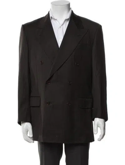 Pre-owned Ferragamo Virgin Wool Striped Blazer In Brown