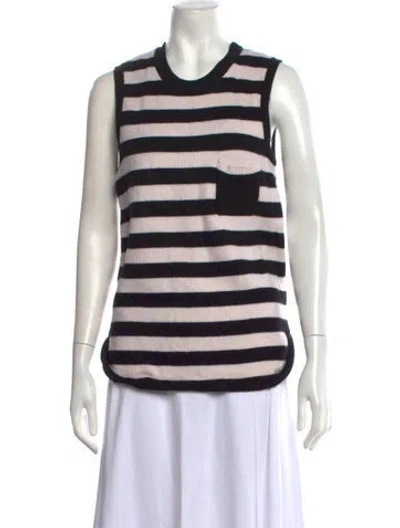 Pre-owned Ferragamo Virgin Wool Striped Top In Neutrals