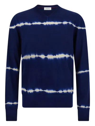 Ferragamo Tie Dye Wool V-neck Pullover In Multi