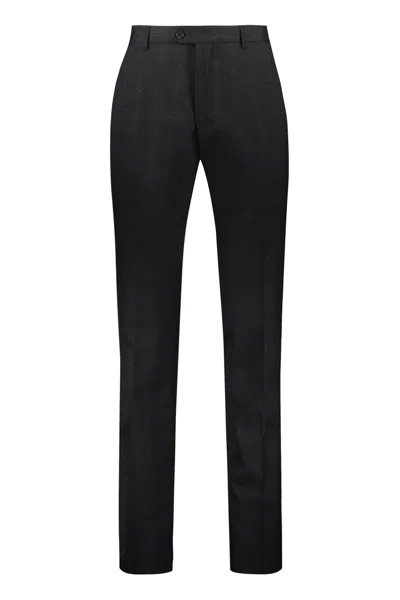 Ferragamo Virgin Wool Tailored Trousers In Black