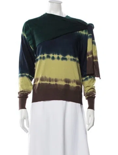 Pre-owned Ferragamo Virgin Wool Tie-dye Print Sweater In Green