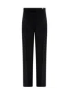 Ferragamo Virgin Wool Trouser With Satin Inserts In Black