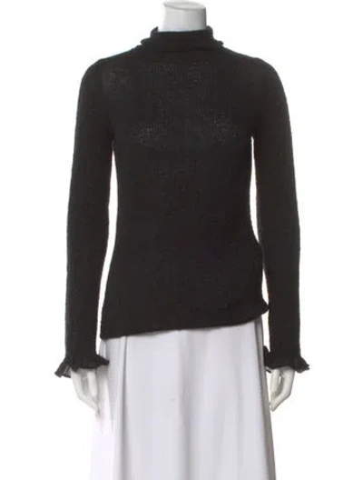 Pre-owned Ferragamo Virgin Wool Turtleneck Sweater In Black