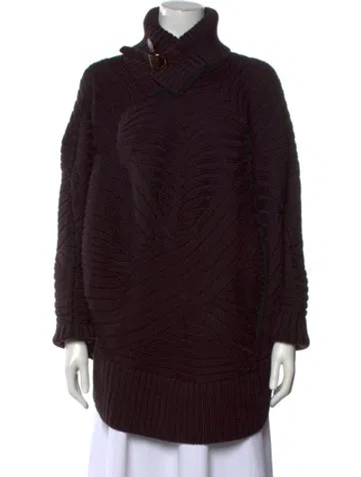 Pre-owned Ferragamo Virgin Wool Turtleneck Sweater In Brown