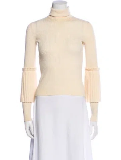 Pre-owned Ferragamo Virgin Wool Turtleneck Sweater In Neutral