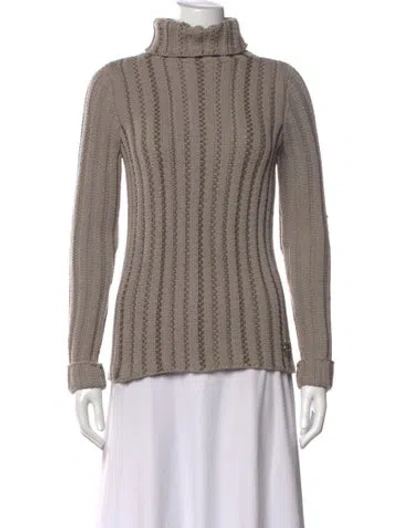 Pre-owned Ferragamo Virgin Wool Turtleneck Sweater In Neutrals