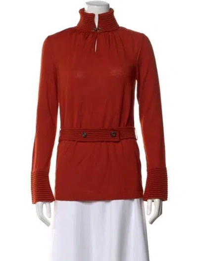 Pre-owned Ferragamo Virgin Wool Turtleneck Sweater In Red