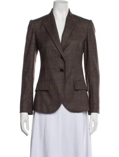 Pre-owned Ferragamo Virgin Wool Tweed Pattern Blazer In Brown