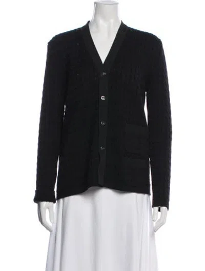 Pre-owned Ferragamo Virgin Wool Tweed Pattern Sweater In Black