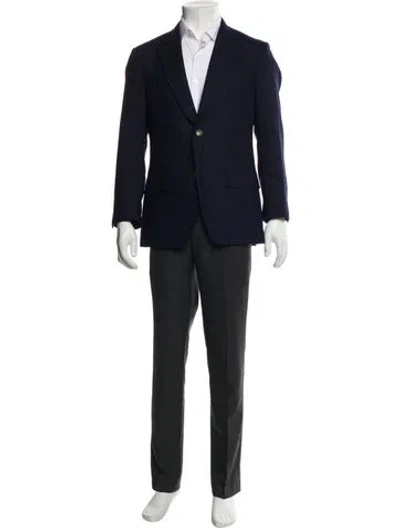 Pre-owned Ferragamo Virgin Wool Two-piece Blazer In Blue