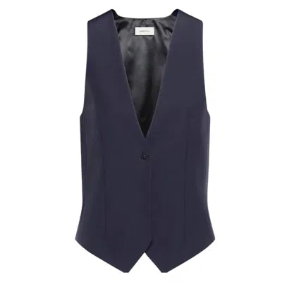Ferragamo Virgin Wool Vest In Blue