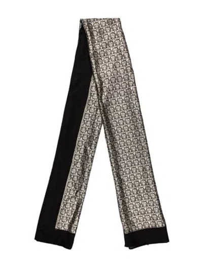 Pre-owned Ferragamo Virgin Wool Vintage Scarf In Gray