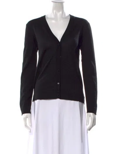 Pre-owned Ferragamo Virgin Wool V-neck Sweater In Black