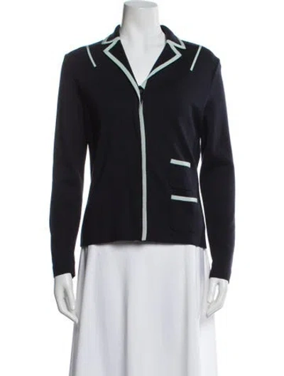 Pre-owned Ferragamo Virgin Wool V-neck Sweater In Blue