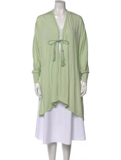 Pre-owned Ferragamo Virgin Wool V-neck Sweater In Green