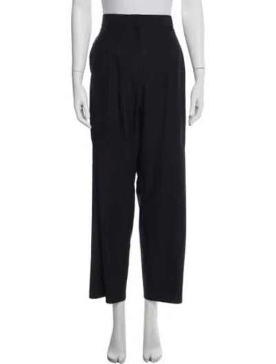 Pre-owned Ferragamo Virgin Wool Wide Leg Pants In Black