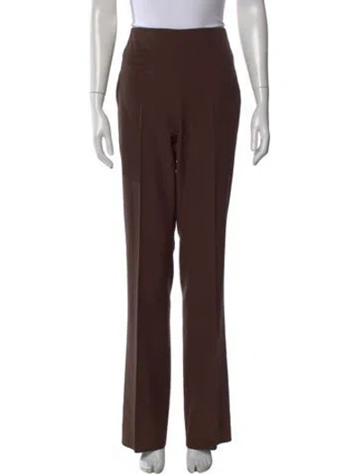 Pre-owned Ferragamo Virgin Wool Wide Leg Pants In Brown