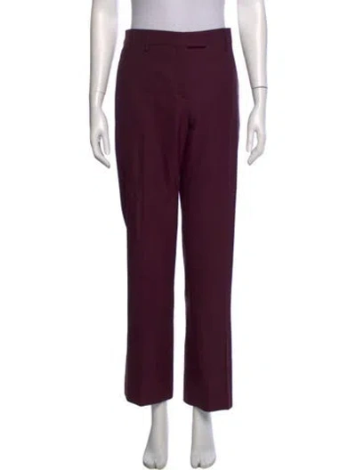 Pre-owned Ferragamo Virgin Wool Wide Leg Pants In Burgundy