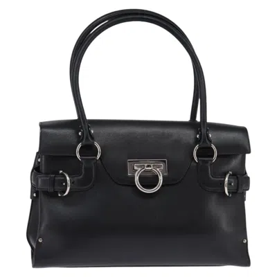 Pre-owned Ferragamo Virna Satchel Leather Leather Bag () In Black