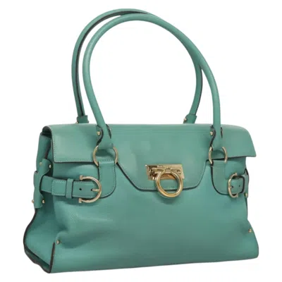 Pre-owned Ferragamo Virna Satchel Leather Leather Bag () In Blue