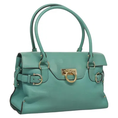 Pre-owned Ferragamo Virna Satchel Leather Leather Bag () In Blue