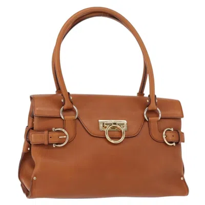 Pre-owned Ferragamo Virna Satchel Leather Leather Shoulder Bag Bag () In Brown