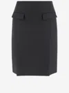 Ferragamo Viscose And Wool Skirt With Double Slit In Black
