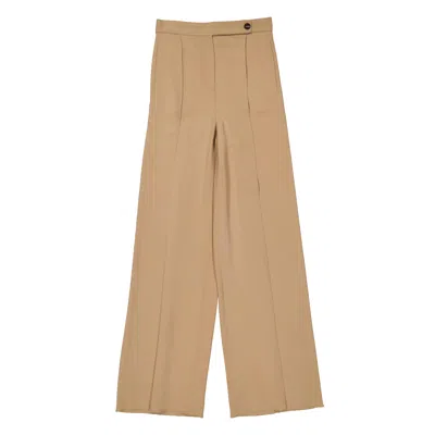 Ferragamo Viscose Cady Tailored Trousers, Brand Size 36 ( Us Size 2 ) In Brown