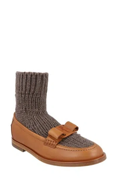 Ferragamo Vit Art Wool Sock Bow Loafer