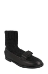 Ferragamo Vit Art Wool Sock Bow Loafer In Black