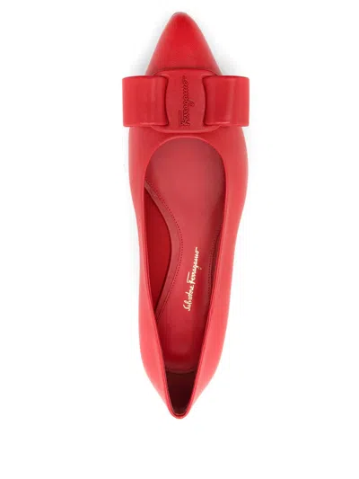 Ferragamo Viva Ballerina Shoes In Red