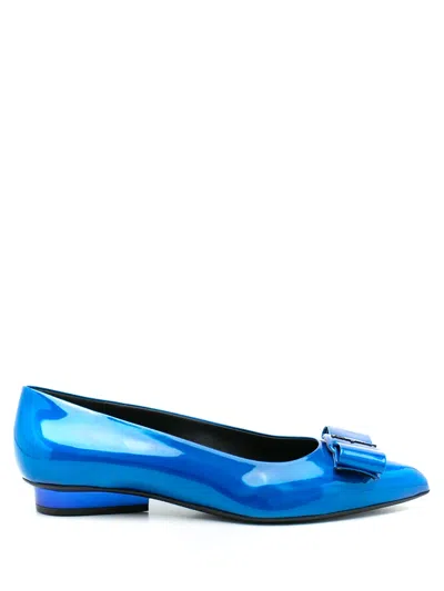Ferragamo Viva Ballet Flat Shoes In Blue