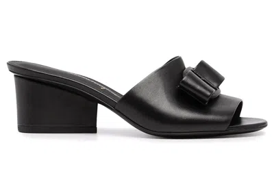 Pre-owned Ferragamo Viva Bow 60mm Mules (women's) Sneakers In Black