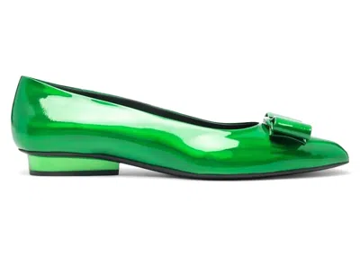 Pre-owned Ferragamo Viva Bow Ballerina Sneakers (women's) Sneakers In Green
