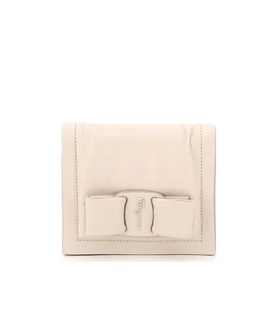 Ferragamo Viva Bow Bi-fold Wallet In Nude | ModeSens