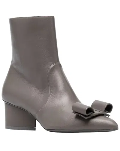 Ferragamo Viva Bow Leather Bootie In Gray
