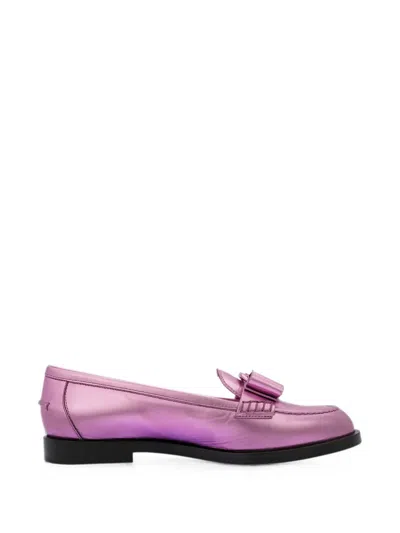 Ferragamo Viva Bow Loafers In Pink
