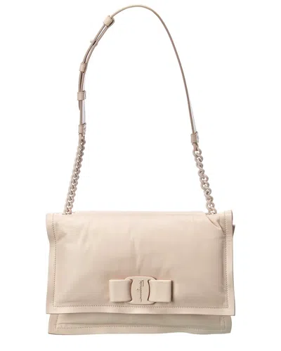 Ferragamo Viva Bow Small Leather Shoulder Bag In Sand