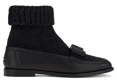 Pre-owned Ferragamo Viva Bow Sock Boots (women's) Sneakers In Black