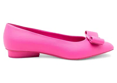 Pre-owned Ferragamo Viva Bowdetail Leather Ballerina Sneakers (women's) Sneakers In Pink