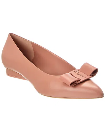 Ferragamo Viva Leather Ballet Flat In Brown