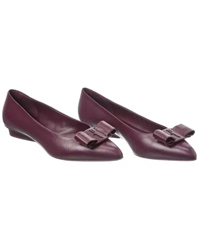 Ferragamo Viva Leather Flat (authentic Pre-loved) In Burgundy
