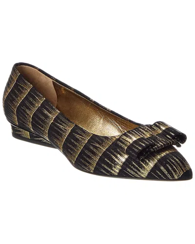 Ferragamo Viva Leather Flat In Animal Print