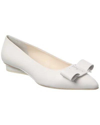 Ferragamo Viva Leather Flat In White