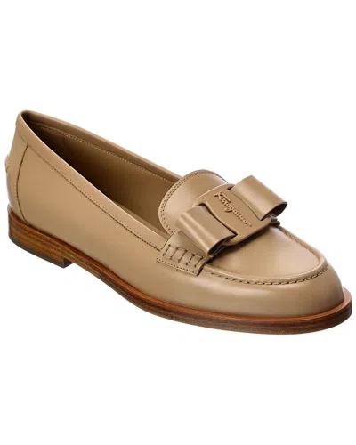 Ferragamo Vivaldo Leather Loafer In Neutral