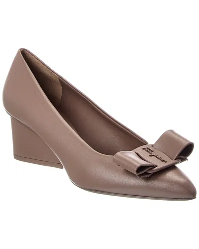 Ferragamo Viva Leather Pump In Brown