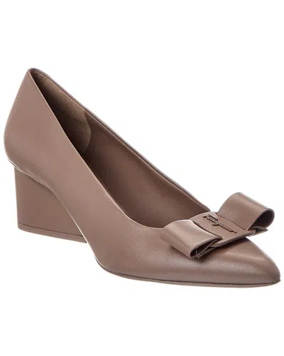 Ferragamo Viva Leather Pump In Brown
