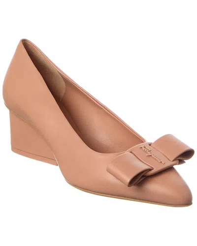 Ferragamo Viva Leather Pump In Brown