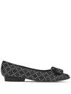 Ferragamo Viva 20 Crystal-embellished Leather Flats In Black