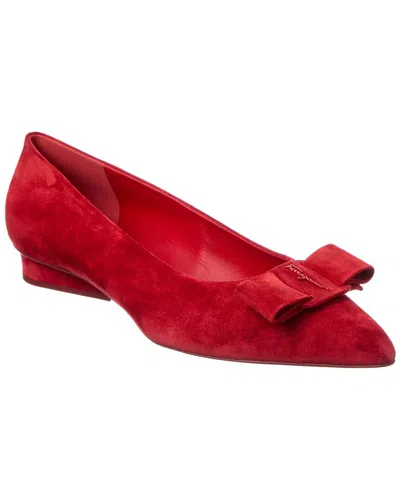 Ferragamo Viva Suede Flat In Red